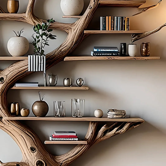 Modern natural solid wood bookshelf