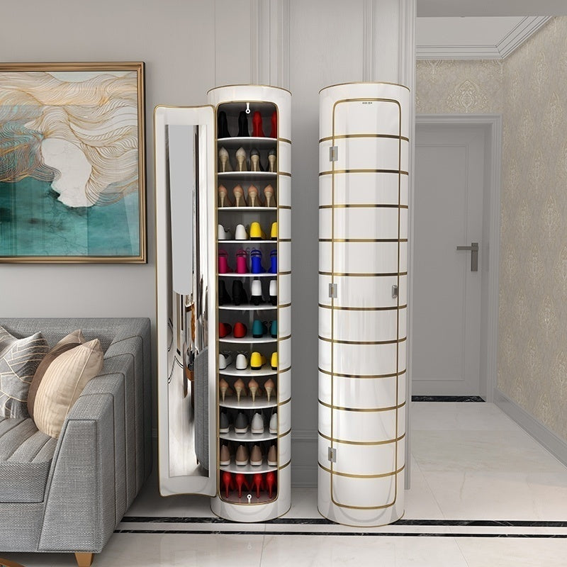 Large-capacity multi-layer rotating disinfection shoe cabinet [with mirror + deodorizer] 1