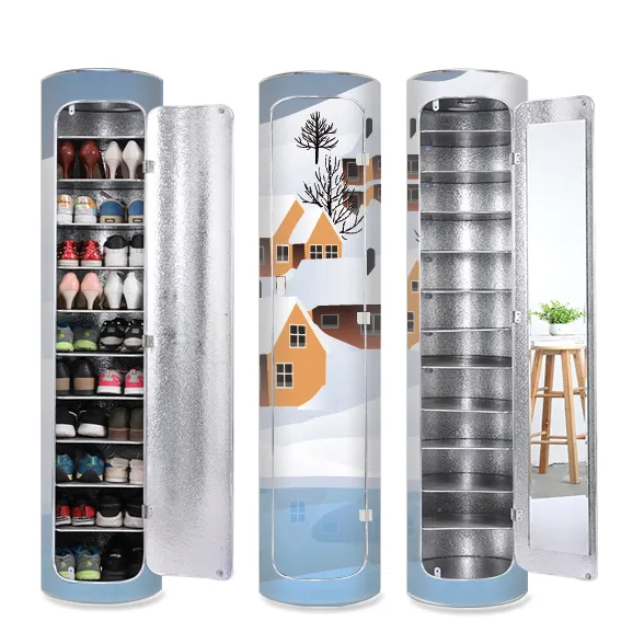 Large-capacity multi-layer rotating disinfection shoe cabinet [with mirror + deodorizer] 1
