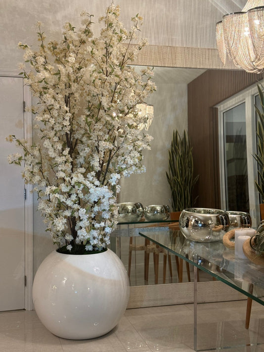 White Globe with White Cherry Blossom 1