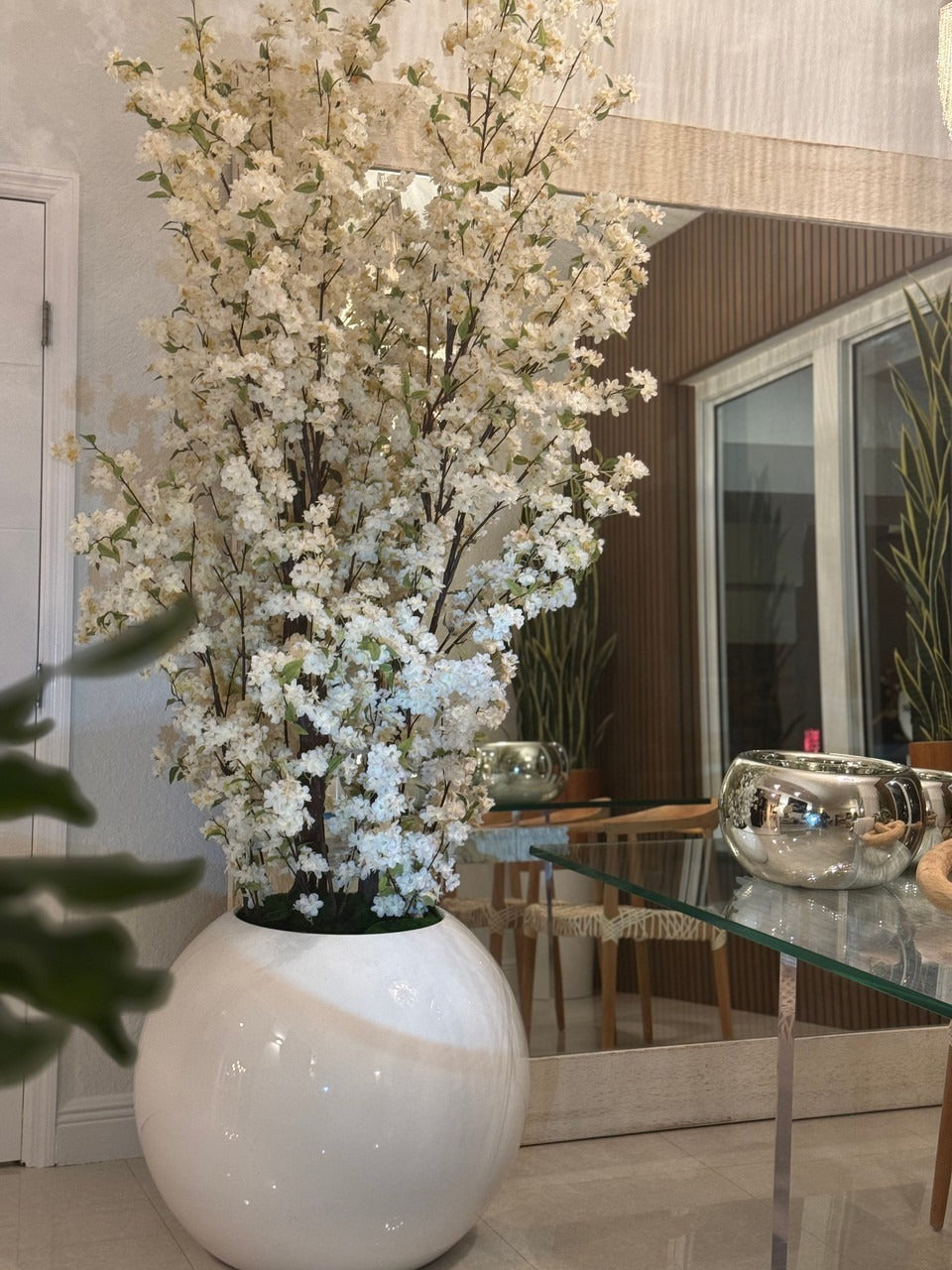 White Globe with White Cherry Blossom 1
